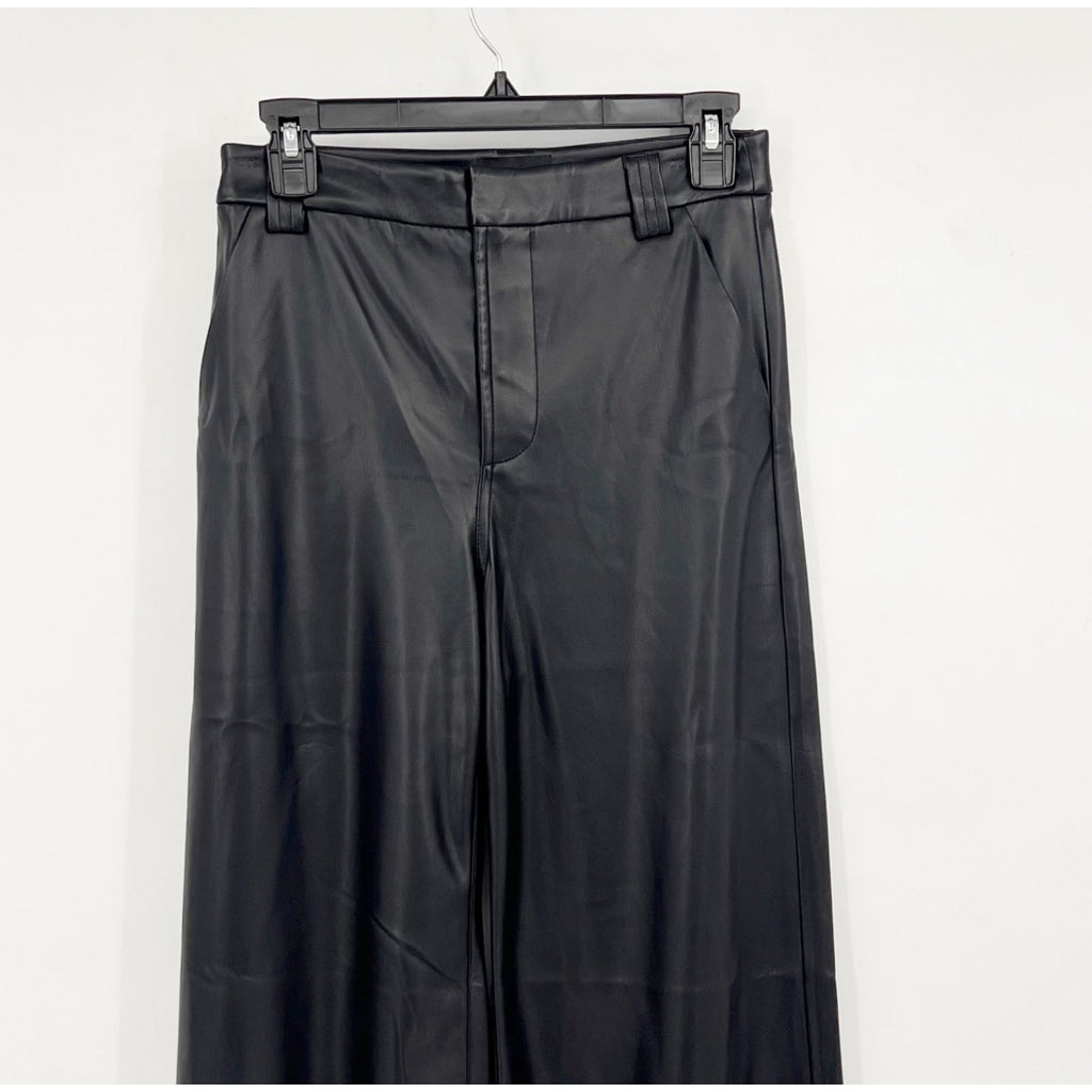 JOE'S JEANS Women's Mia Wide Leg Leather Pants Size 25 US 0 Black High Rise NWT