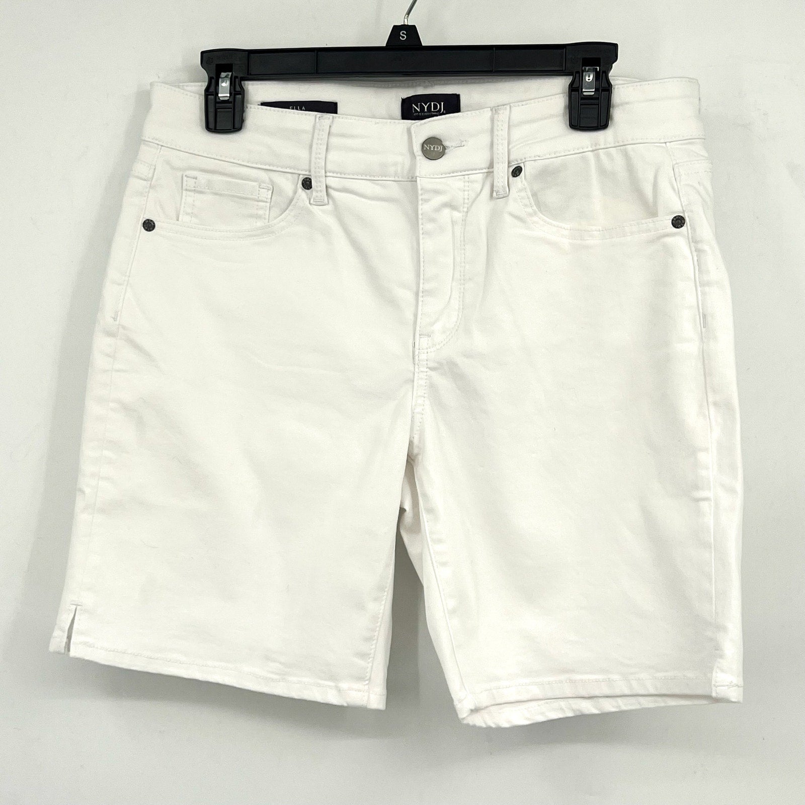 NYDJ Womens Ella Denim Shorts Size 10 PETITE Optic White 8" Inseam NWOT
