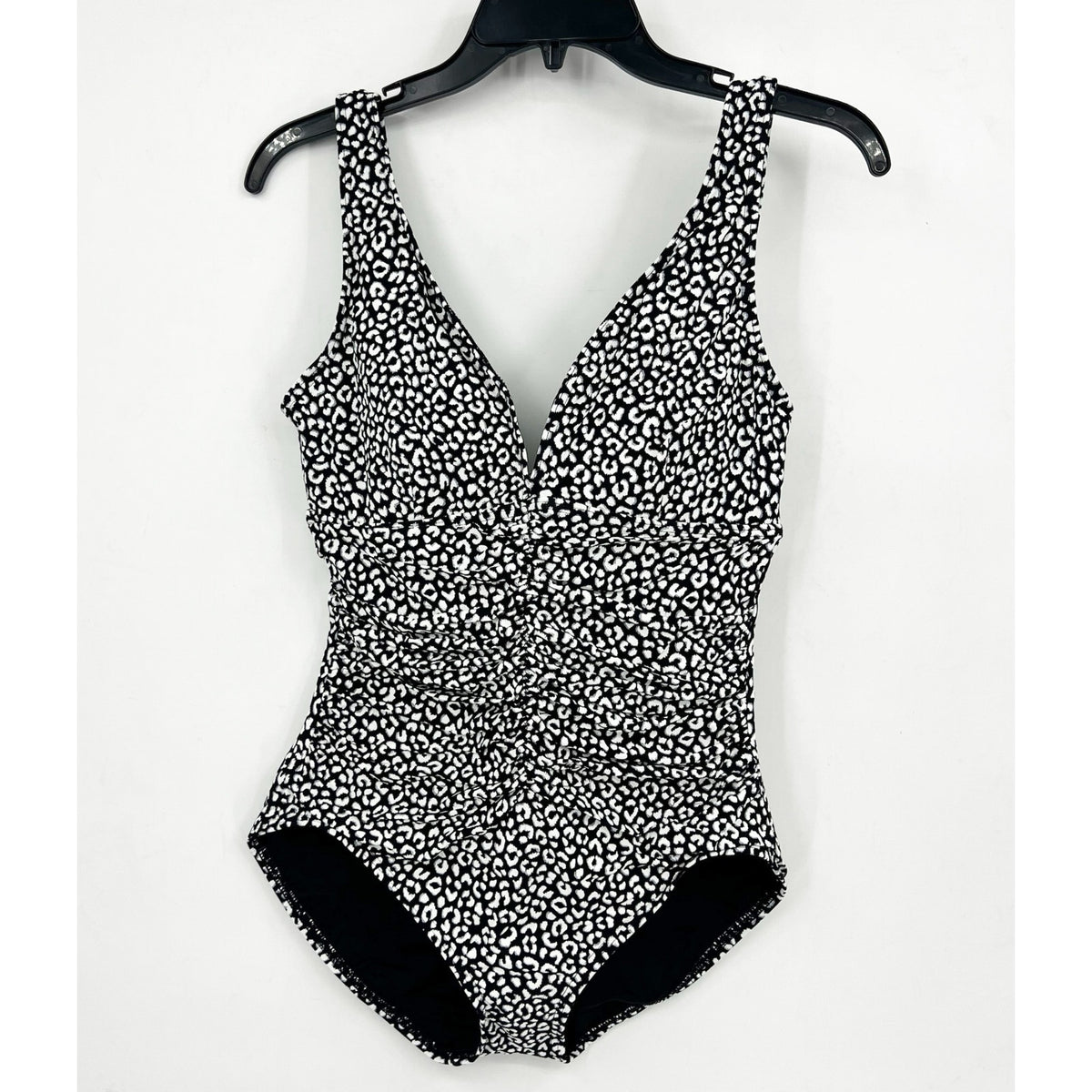 CONTOURS COCO REEF Solitaire One Piece Swimsuit 12/36C Black Print Underwire NWT