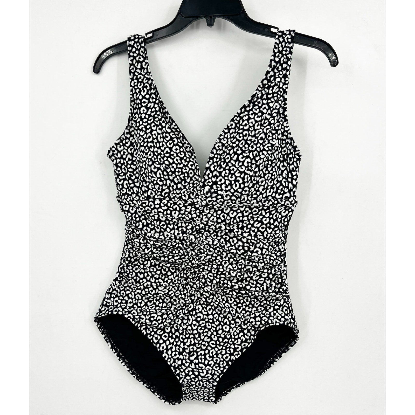CONTOURS COCO REEF Solitaire One Piece Swimsuit 12/36C Black Print Underwire NWT