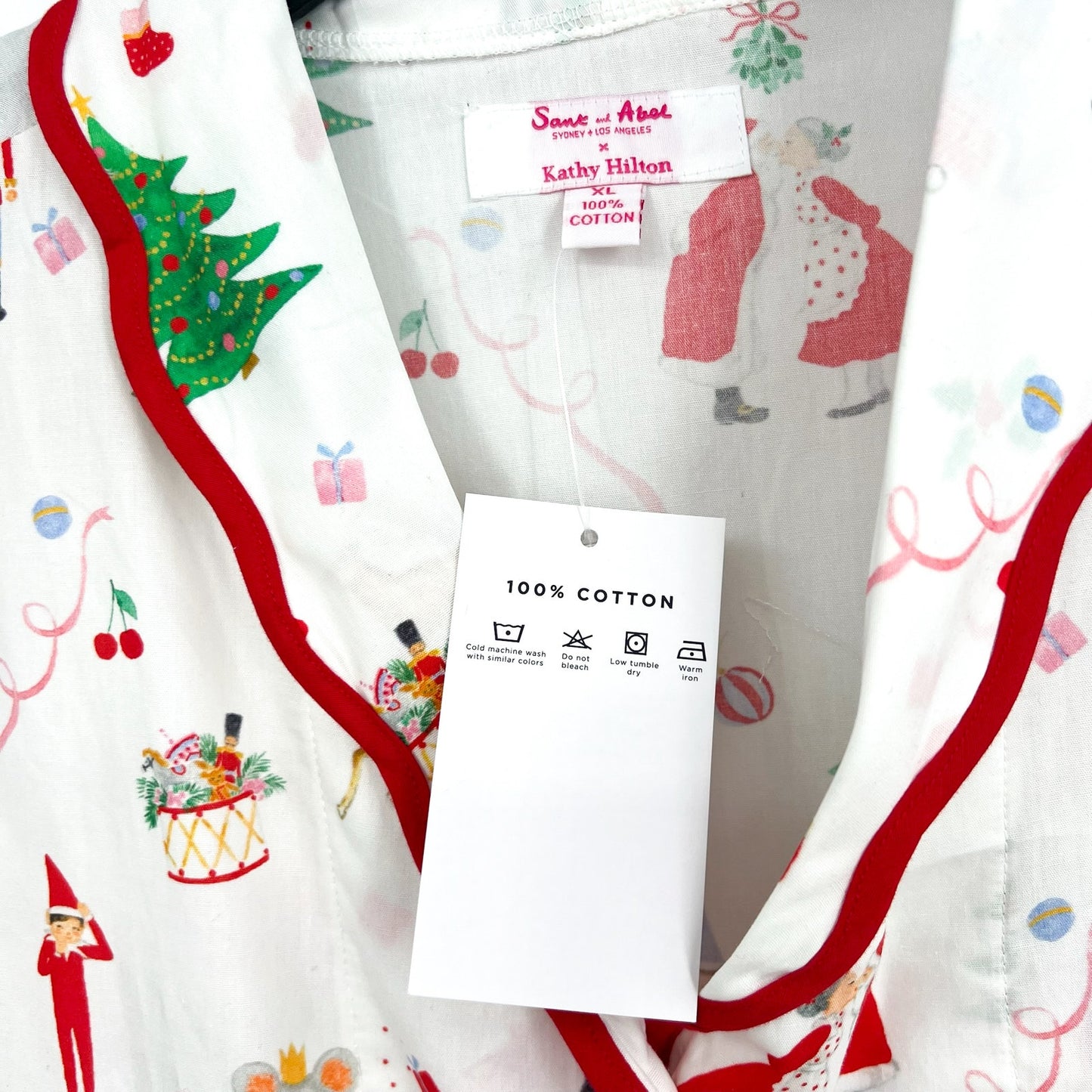 SANT AND ABEL X KATHY HILTON Christmas Magic Print Nightshirt XL White Multi NWT