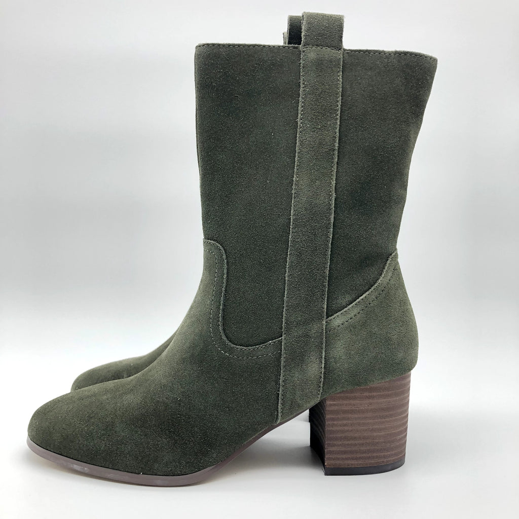 Violet & Red Womens Jarah Western Boots Size 8 Green Suede Mid Calf NWOB