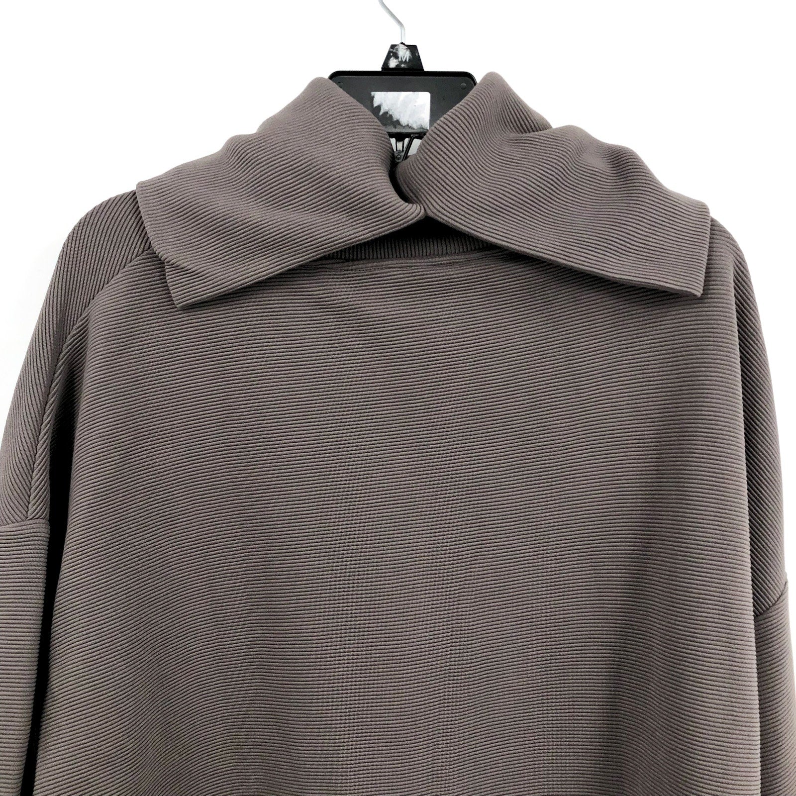 VARLEY Women's Milton Sweatshirt Large Deep Charcoal Ottoman Rib Long Sleeve NWT