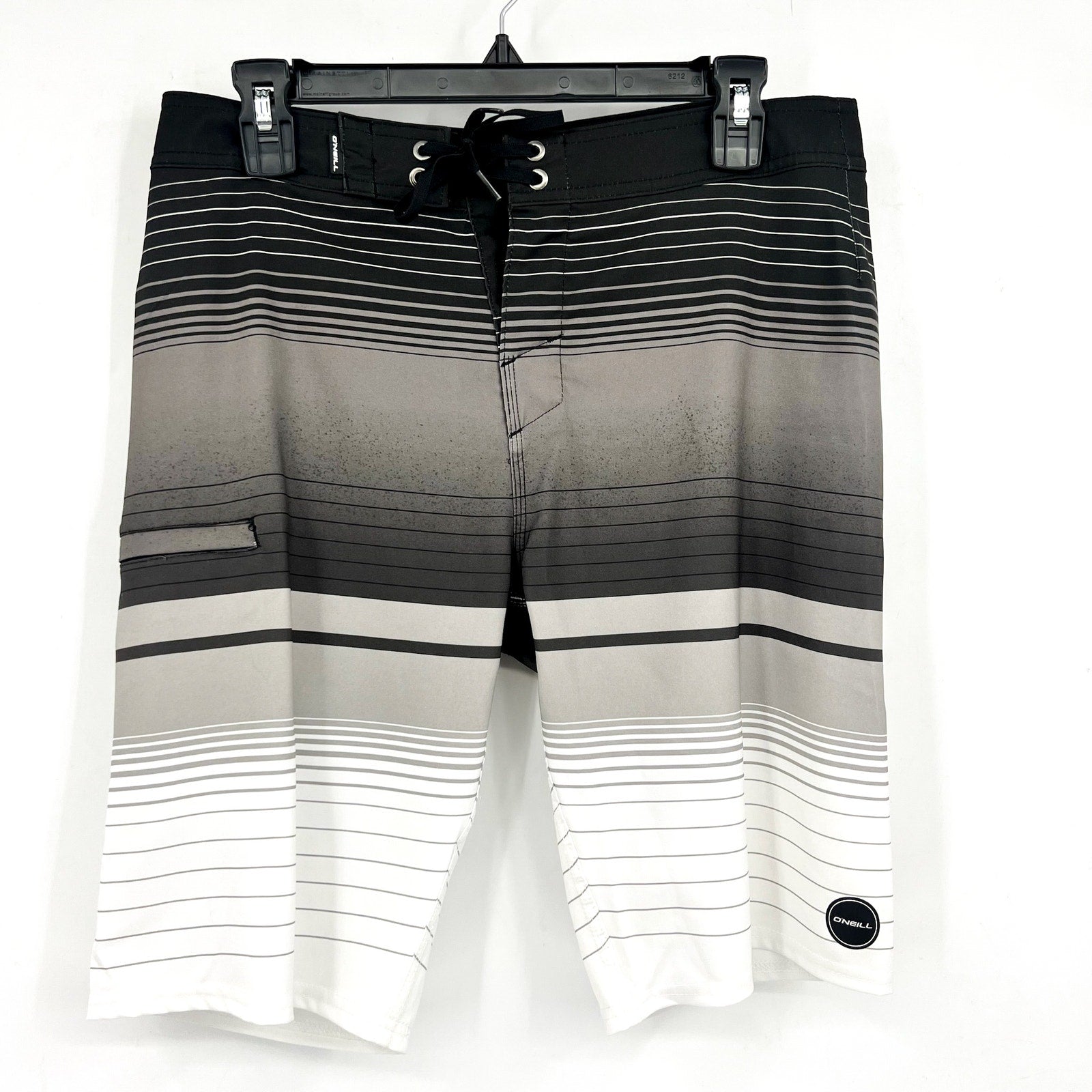 O'NEILL Mens Hyperfreak Lincoln Board Short Size 30 Small Black Grey Stripe NWOT