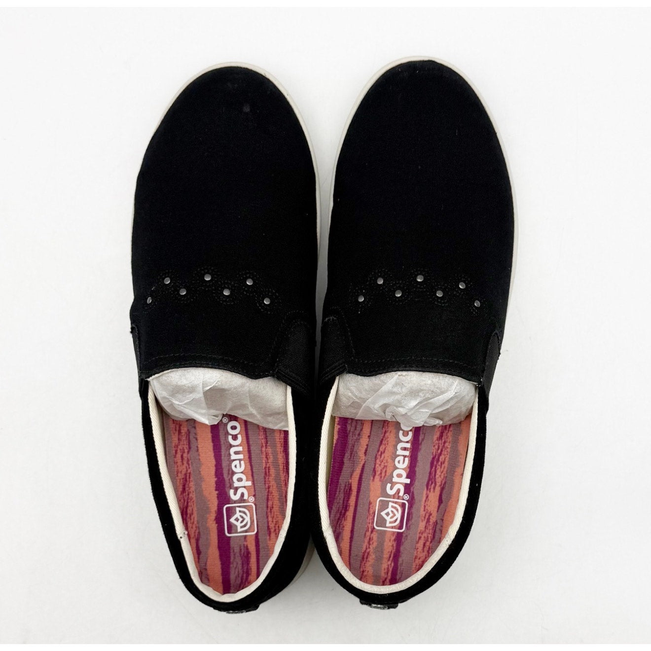 Spenco Women Waterfront Canvas Slip On Sneakers Size 7 EU 37.5 Black NIB