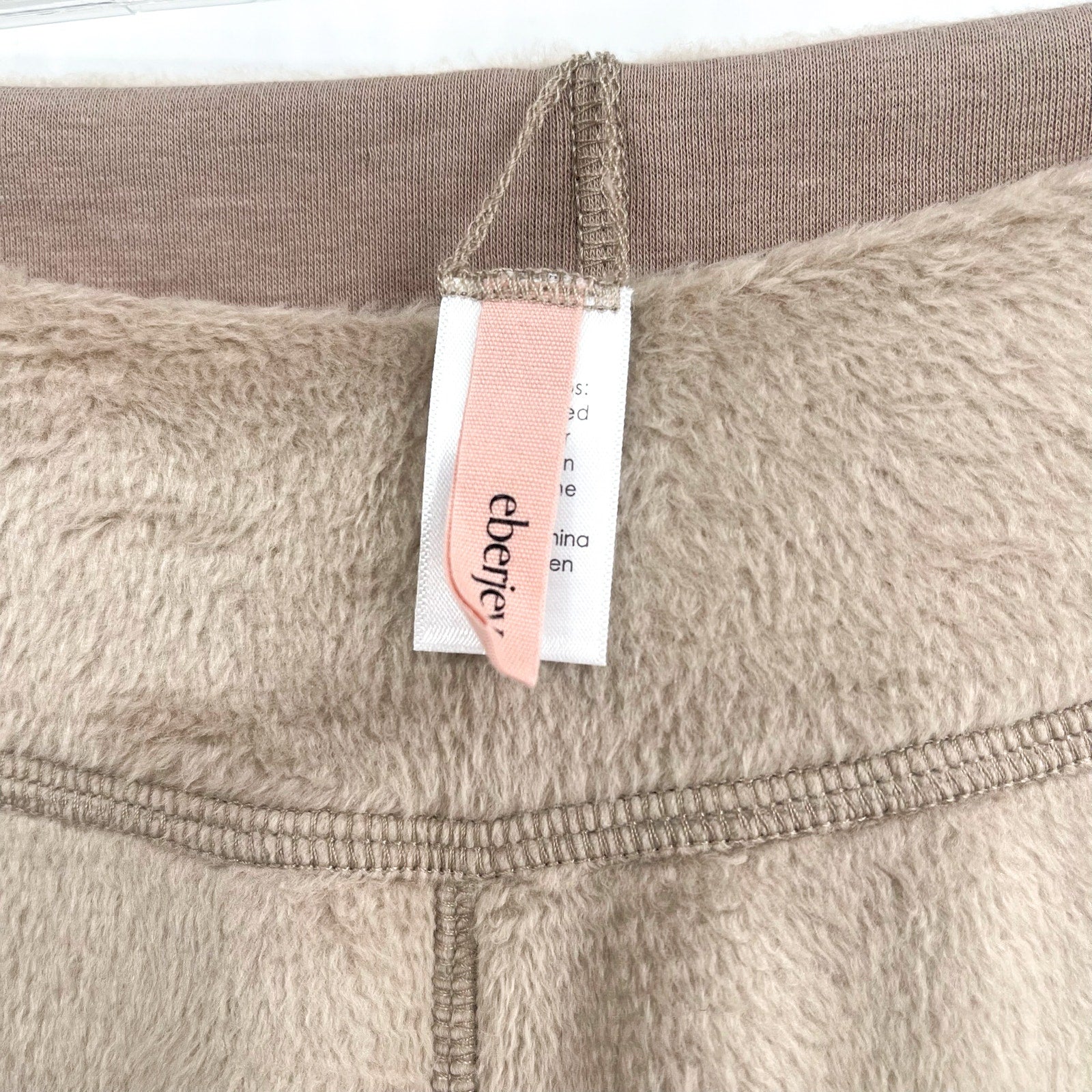 EBERJEY Women's Reversible Plush High Waist Pants Small Tan Toffee Pull-On NWOT