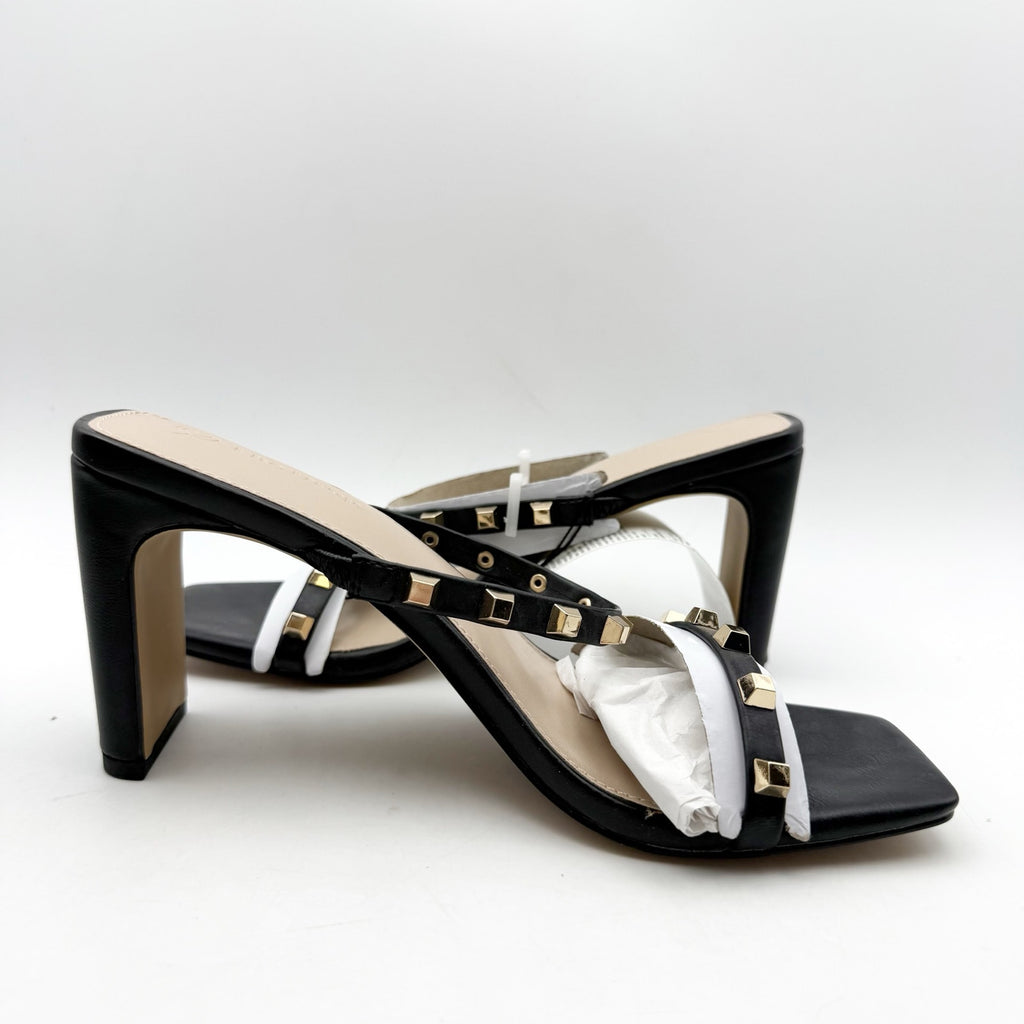 The Drop Womens Avery Heeled Sandals US 8 EU 39 Black Gold Studded NWOB