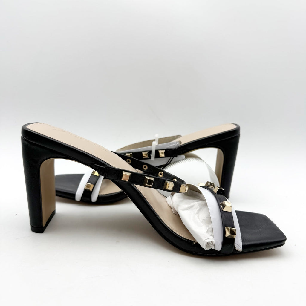 The Drop Womens Avery Heeled Sandals US 8 EU 39 Black Gold Studded NWOB
