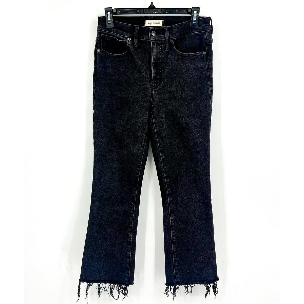Madewell Cali Demi-Boot Crop Jeans 27x24 Size 4 Tall Black Raw Hem NB086 NWOT