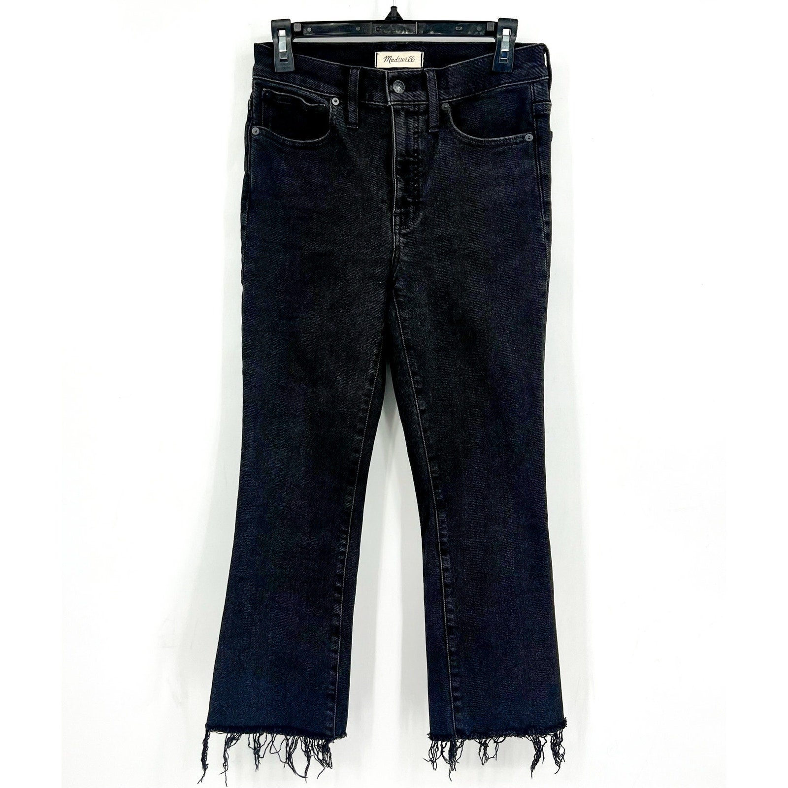 Madewell Cali Demi-Boot Crop Jeans 27x24 Size 4 Tall Black Raw Hem NB086 NWOT