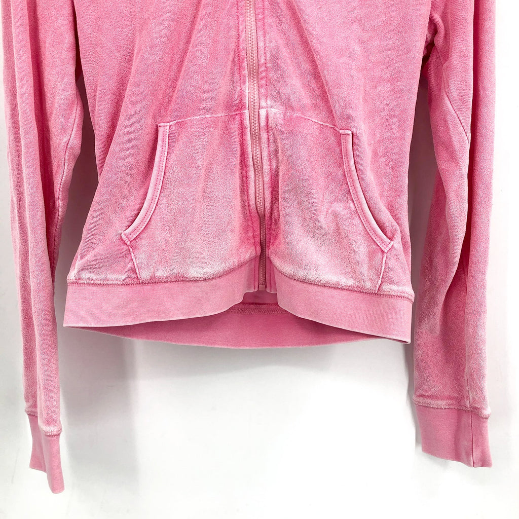 JUICY COUTURE Women's Big Bling Towel Terry Zip Hoodie Small Hot Hot Pink NWT