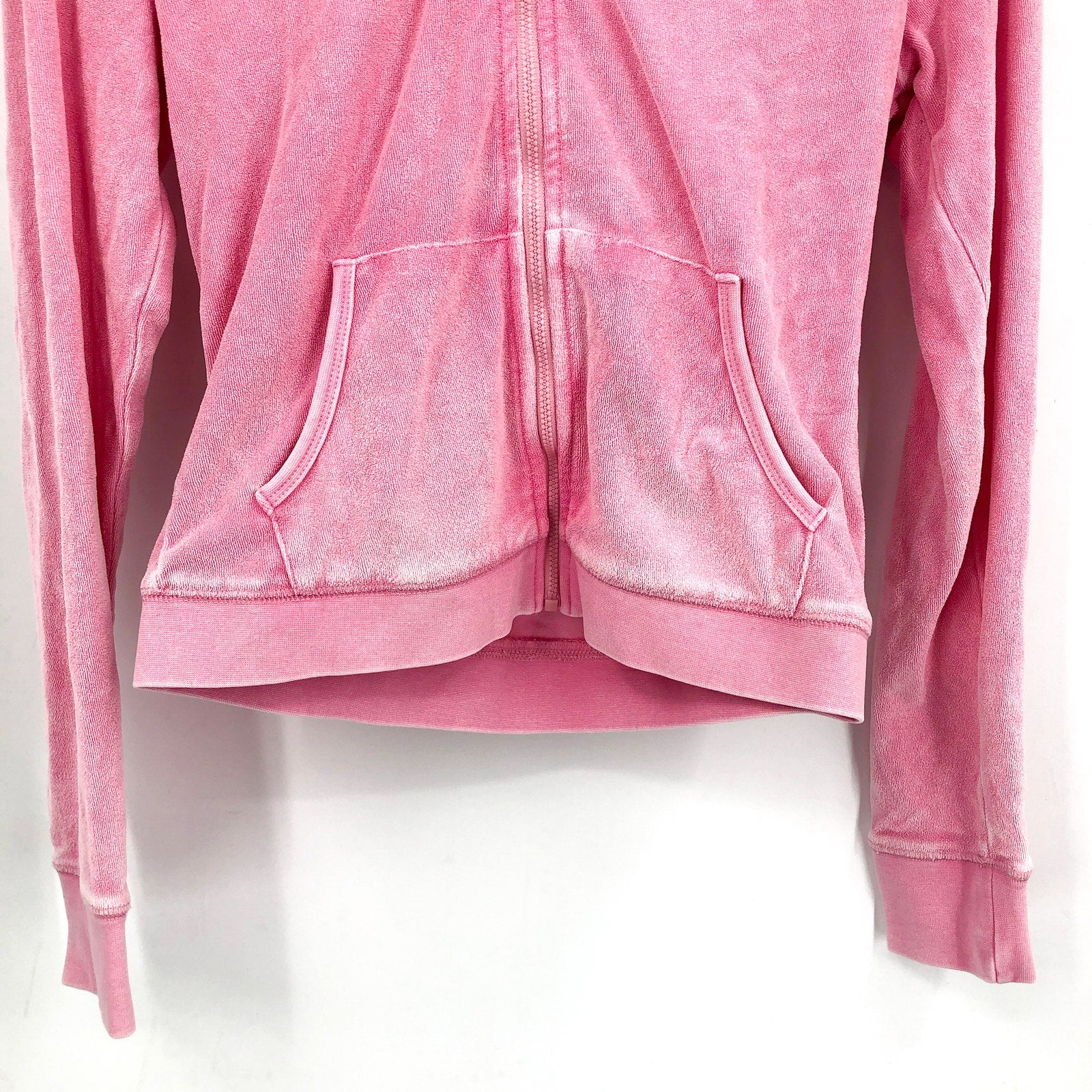 JUICY COUTURE Women's Big Bling Towel Terry Zip Hoodie Small Hot Hot Pink NWT