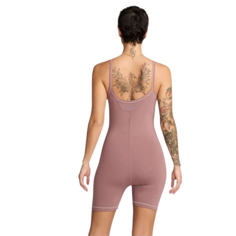 NIKE Women's One Dri-FIT Short Bodysuit Small Pink Smokey Mauve Sleeveless NWT