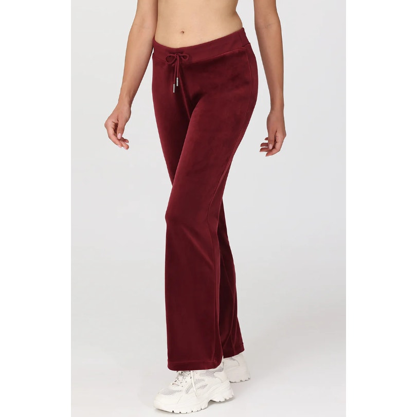 JUICY COUTURE Women's OG Big Bling Velour Track Pants Small Red Candied Fig NWT