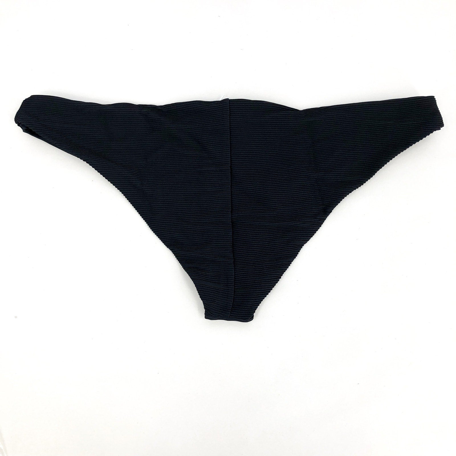PRANA Women's Gemma Bikini Bottom XL Black Ottoman Ribbed Low Rise NWT