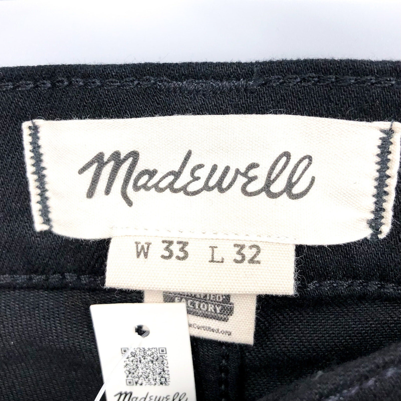 MADEWELL Men's Slim Jeans 33x32 Black Bainhart Wash COOLMAX Denim ND479 NWT