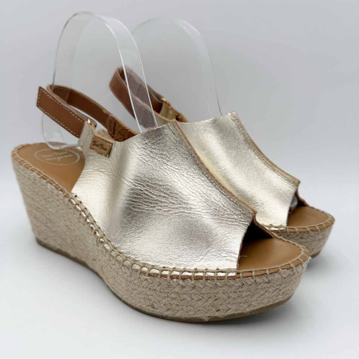 Toni Pons Womens Lugano Espadrille Wedge Sandals EU 39 US Size 8.5 Gold NWOB