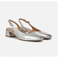 NATURALIZER Womens Jayla Low Slingback Heels Size 8 Wide Silver Leather NWOB