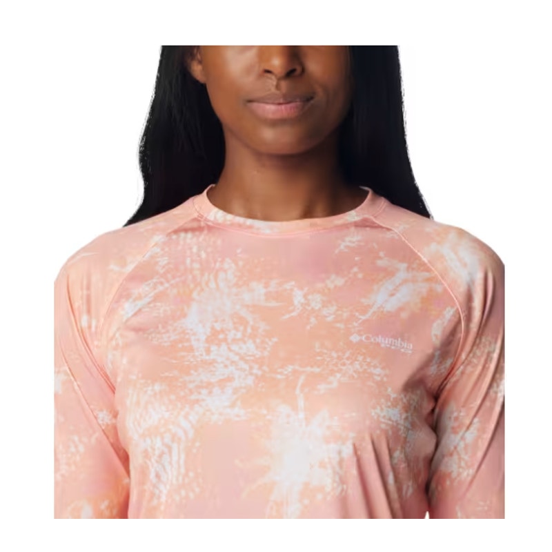 COLUMBIA Womens PFG Super Tidal Shirt XS Tiki Pink Print Long-Sleeve NWT