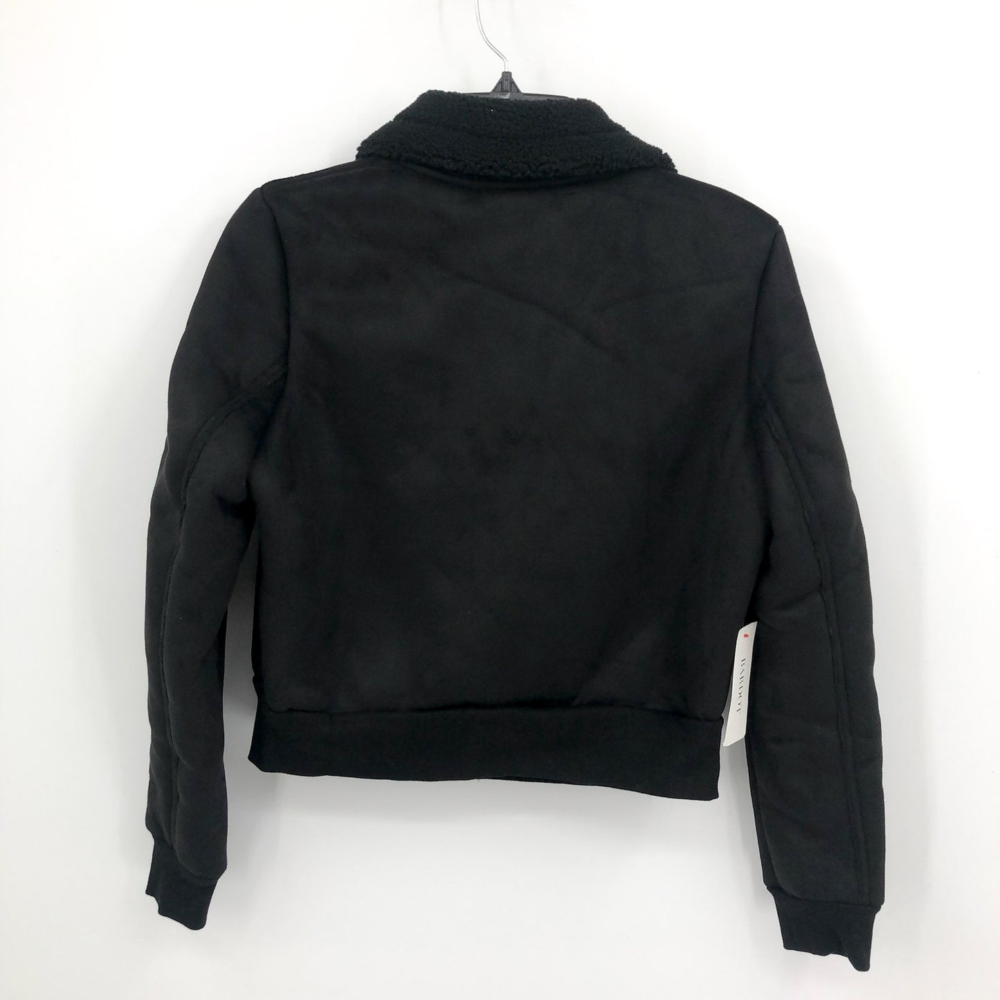 BARDOT Women's Shearling Bomber Jacket Small US 4 Black Faux Suede Cropped NWT