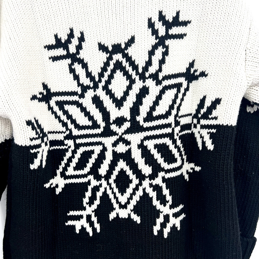 SHOW ME YOUR MUMU Stowe Sweater XS BLACK WHITE Snowflake Knit Crewneck NWOT