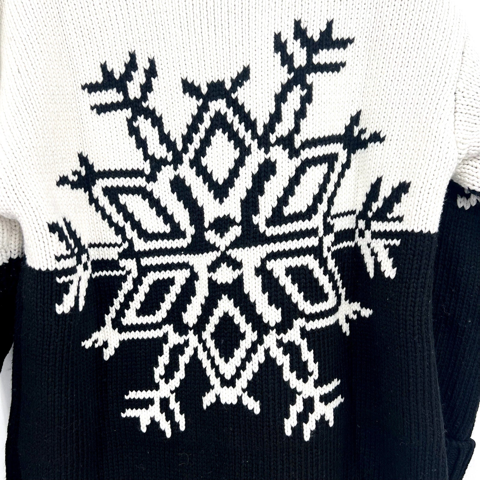 SHOW ME YOUR MUMU Stowe Sweater XS BLACK WHITE Snowflake Knit Crewneck NWOT