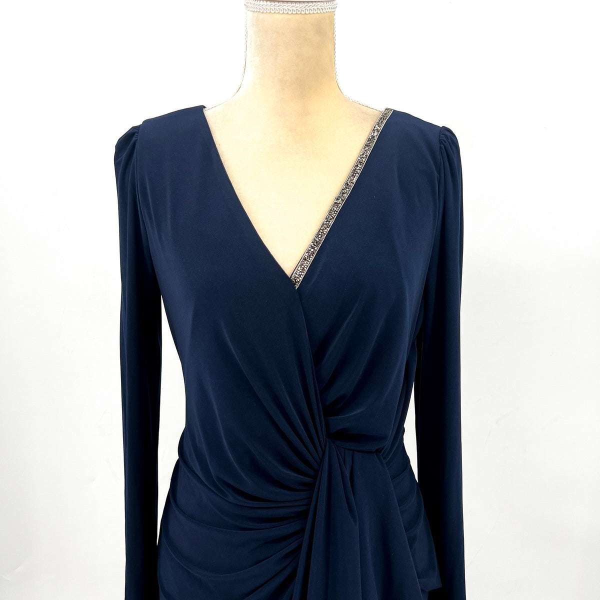 ADRIANNA PAPELL Long Sleeve Sheath Dress Size 10 Midnight Blue Cocktail NWT