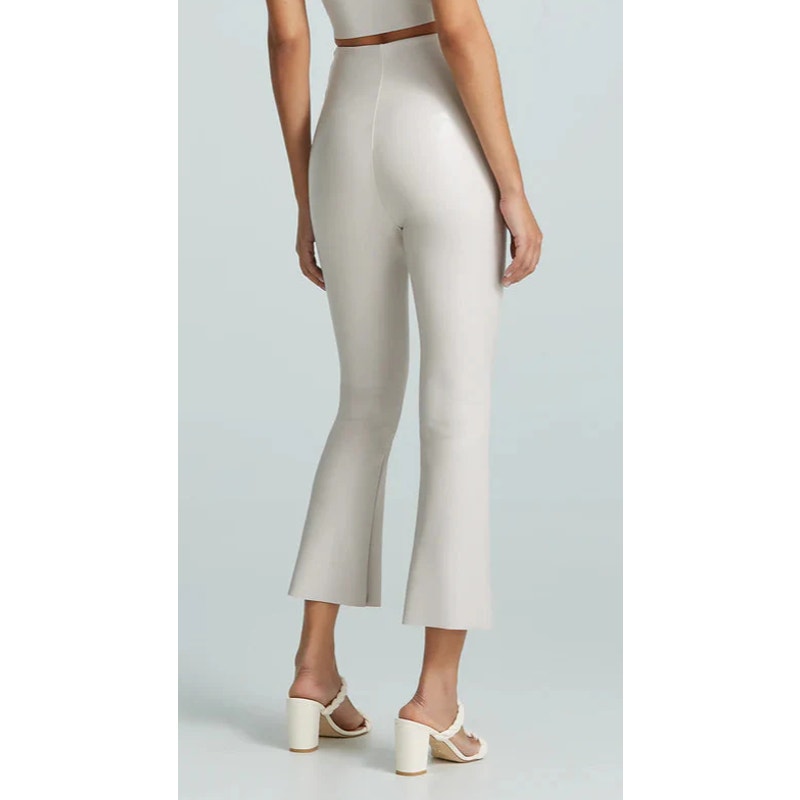 COMMANDO Women's Faux Leather Crop Flare Legging XL Cream Porcelain NWT