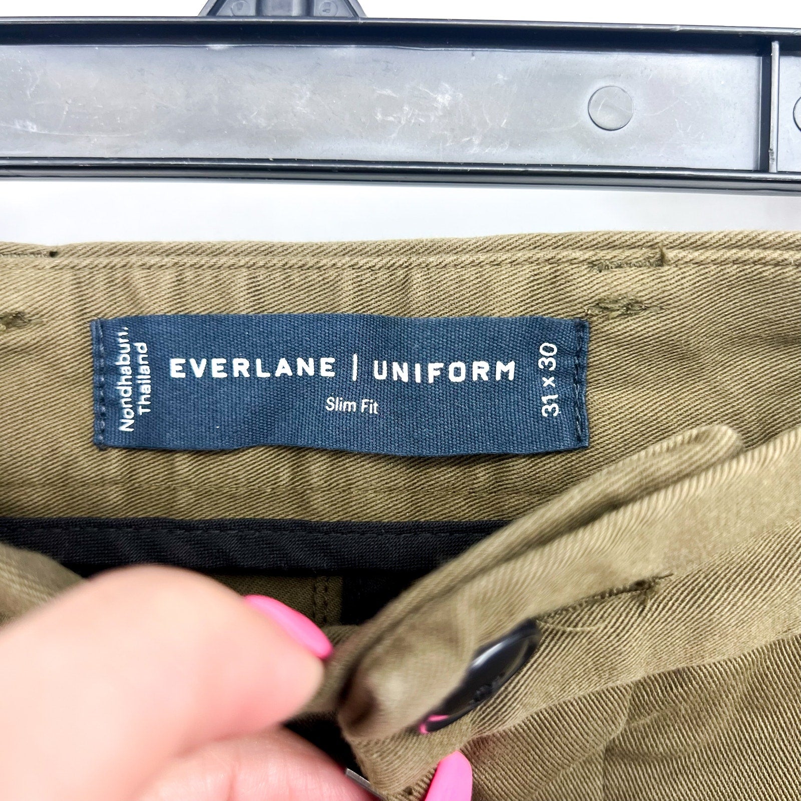 EVERLANE Men's Uniform Performance Chino 31x30 Olive Green Slim Fit Pants NWT