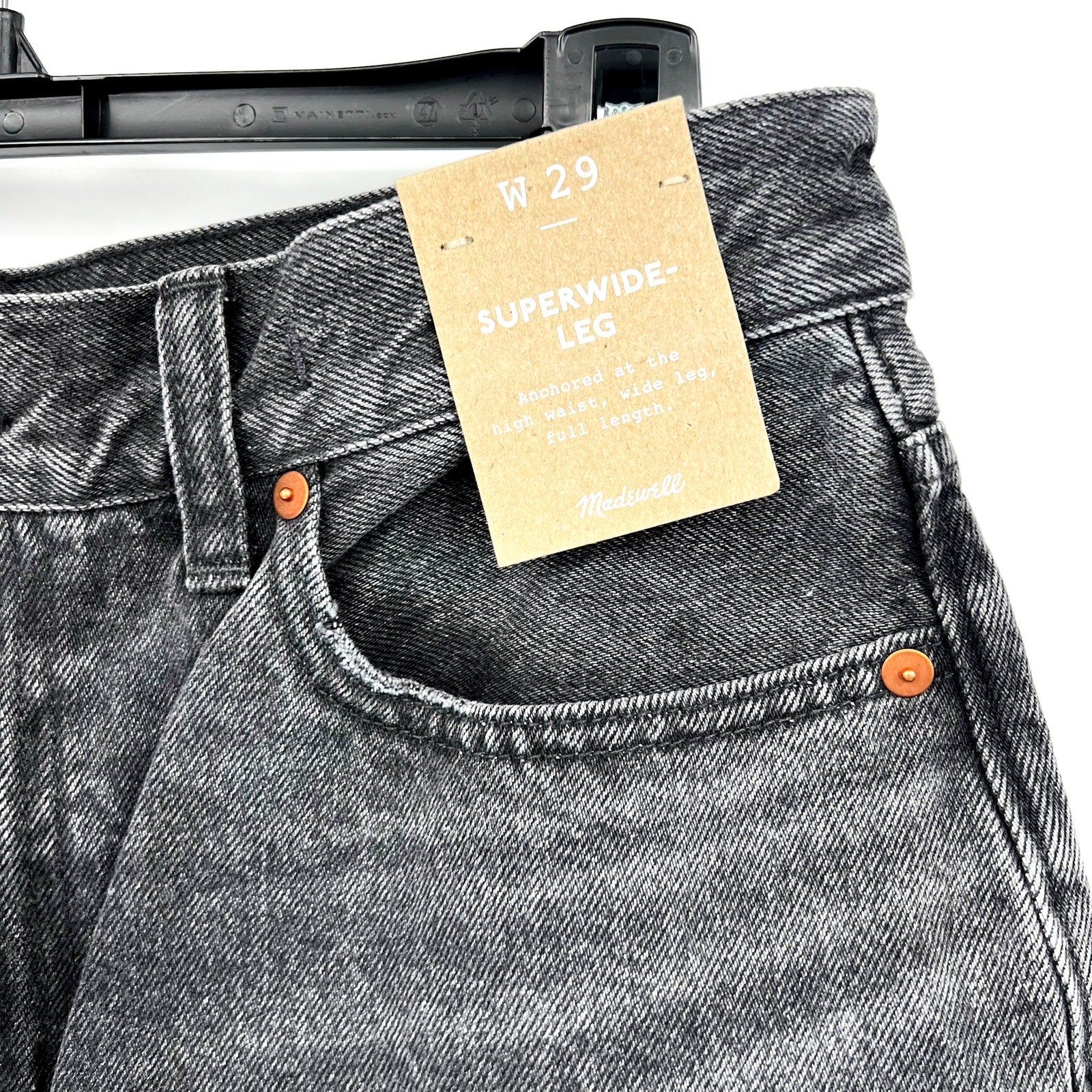 MADEWELL Women's Superwide-Leg Jeans Size 29 US 8 Black Kingswood Wash NR481 NWT