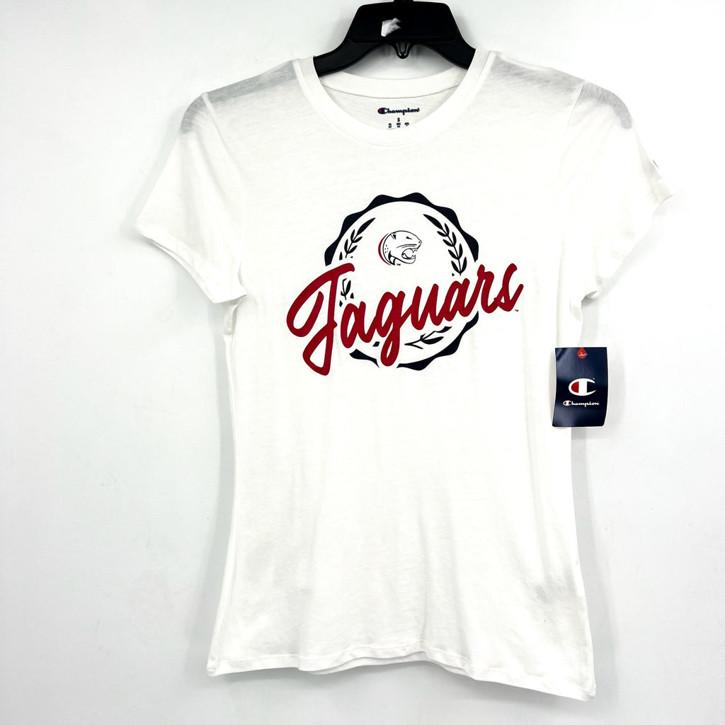 CHAMPION Women's S. Alabama Jaquars Crest T-shirt Small White Short Sleeve NWT