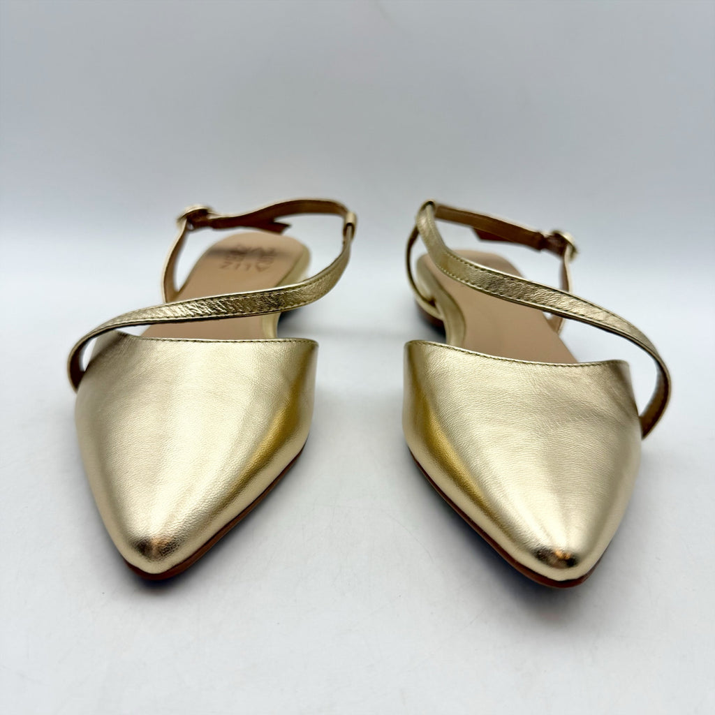 Naturalizer Womens Hawaii Slingback Flats US 5.5 M EU 35.5 Gold Leather NIB