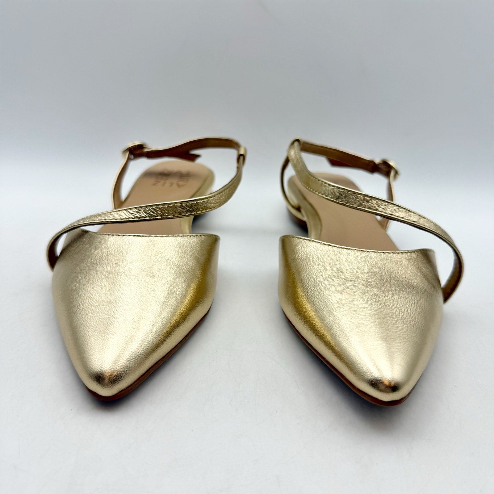 Naturalizer Womens Hawaii Slingback Flats US 5.5 M EU 35.5 Gold Leather NIB