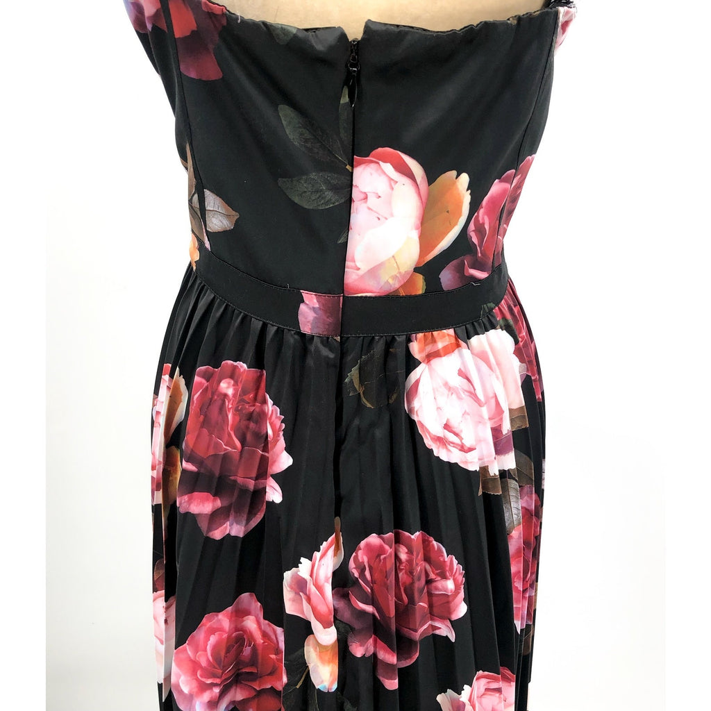 CITY CHIC Rich Bloom Party Dress Medium Size 18 Black Floral Midi Straps NWOT