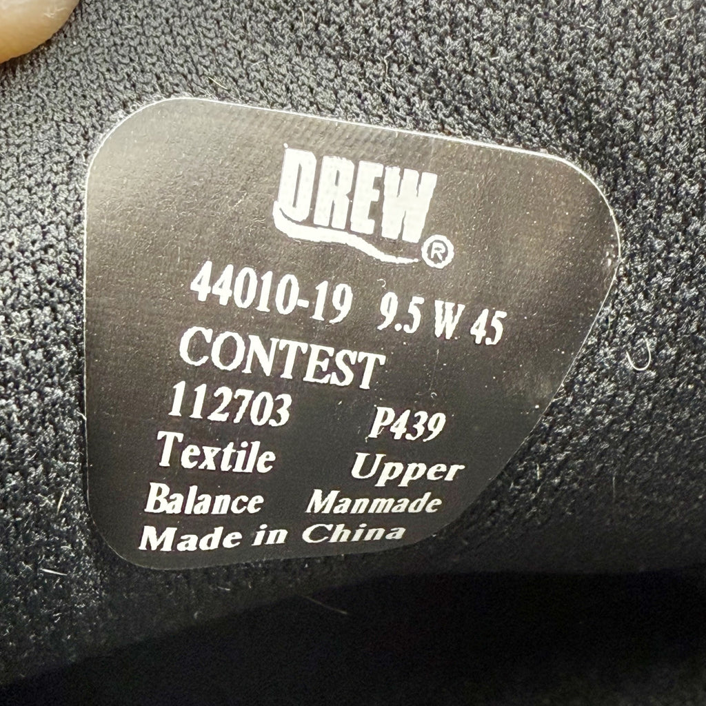Drew Mens Contest Sneakers US 9.5 WIDE Black Fabric Hook and Loop SR NWOB