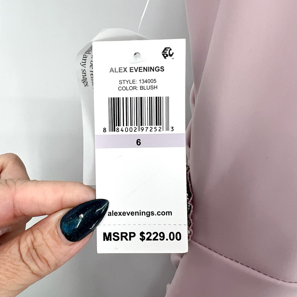ALEX EVENINGS Womens Cocktail Dress Size 6 Blush Pink Embellished Sleeveless NWT