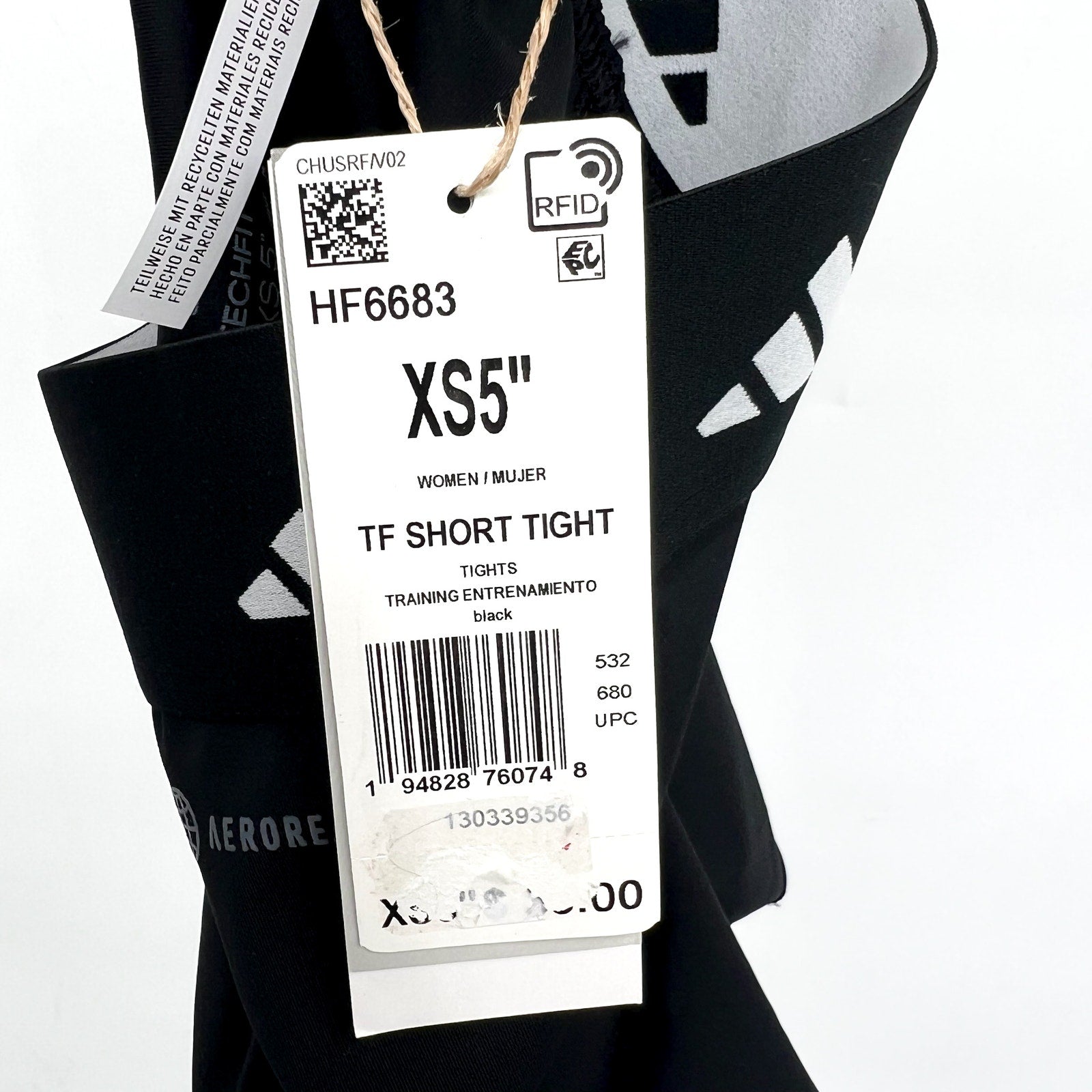 ADIDAS Women's TechFit Sport Short Tight XS Black Black Elastic Waist NWT