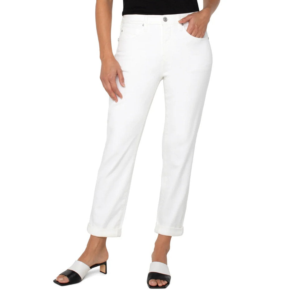 LIVERPOOL Women's Keeper Boyfriend Jeans US 6 SIZE 28 Bright White Cuff NWT