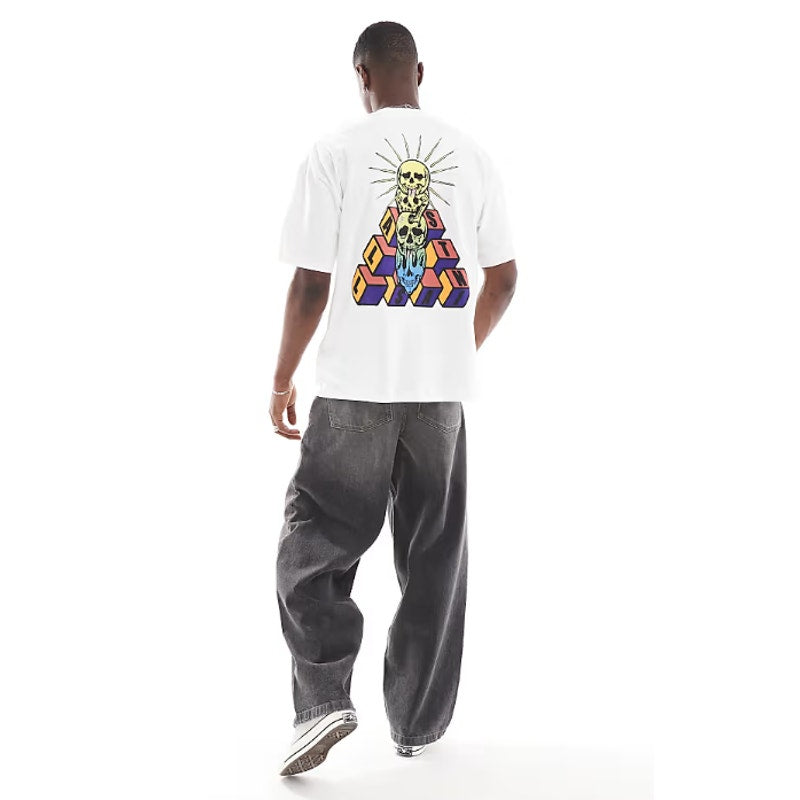 ALLSAINTS Men's Plateau Crew T-Shirt Large Optic White Multi Short Sleeve NWT