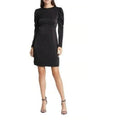 CHELSEA28 Womens Puff Sleeve Mini Dress XS Black Satin Long Sleeve Cut-Out NWT