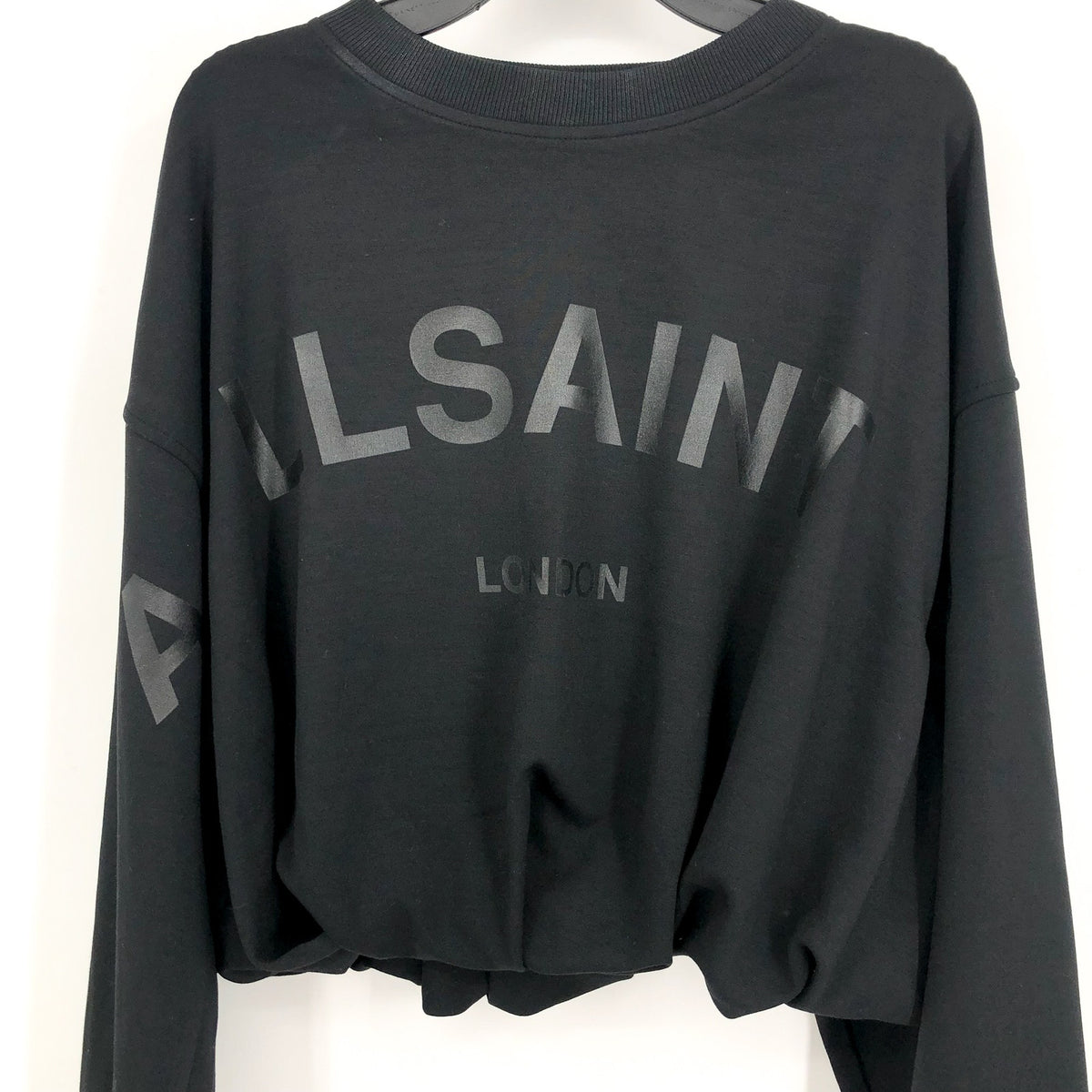 ALLSAINTS Women's Biggy Aster Sweatshirt Medium Black Tonal Logo NWT