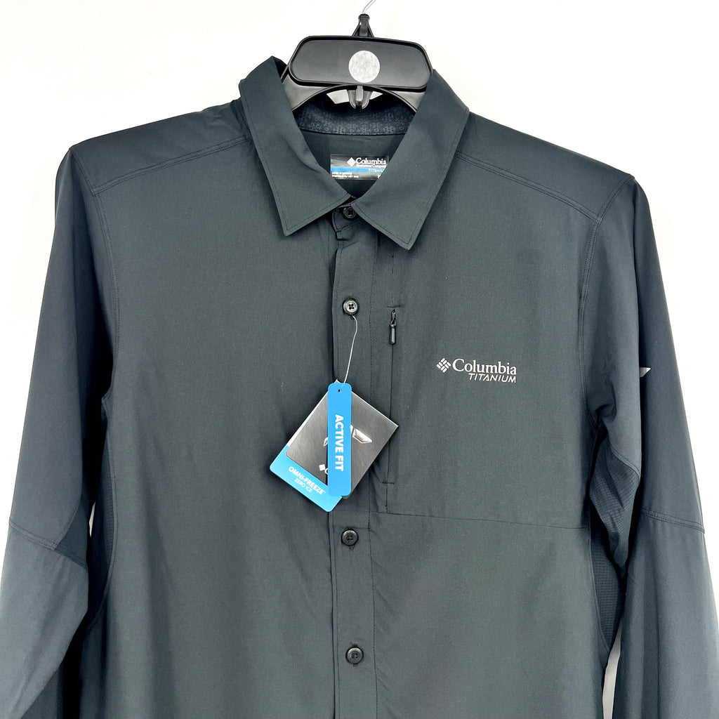 COLUMBIA Men's Cirque River Long Sleeve Shirt Medium Black Vented Woven NWT