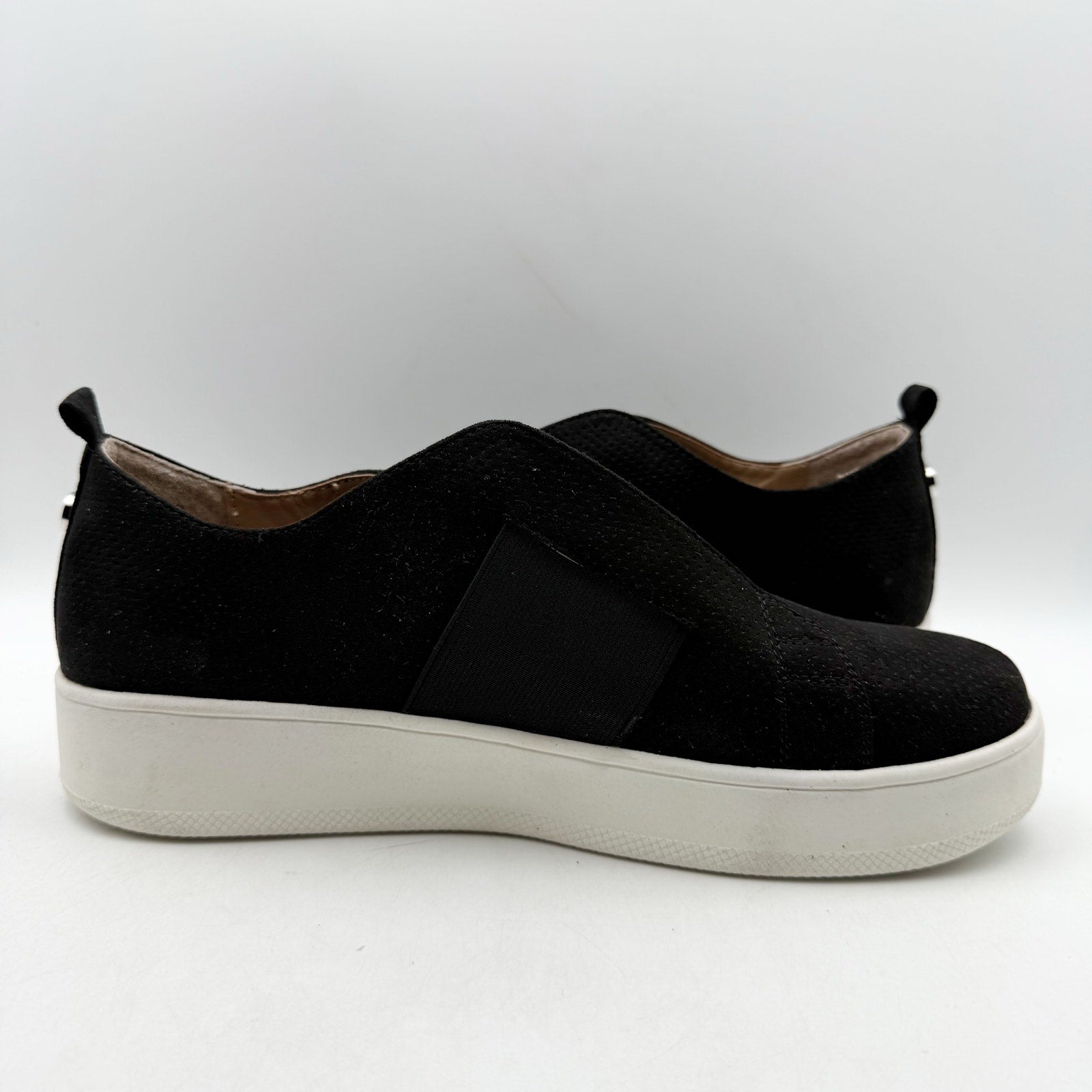 Steve Madden Womens Brad Sneaker US 9.5 Black Vegan Suede Slip On NWOB