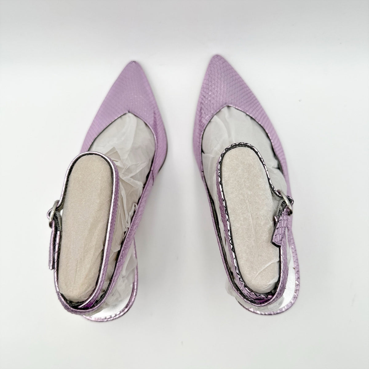 Naturalizer Womens Eliya Slingback Pumps US 8.5 Wide Purple Metallic Leather NIB
