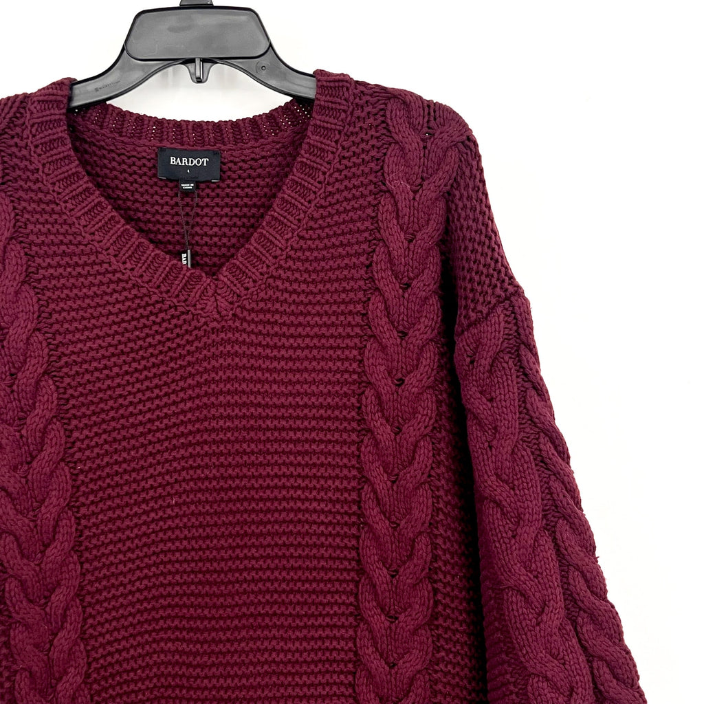 BARDOT Women's Bell Knit Sweater Dress Size 8 Burgundy Red Long Sleeve NWT