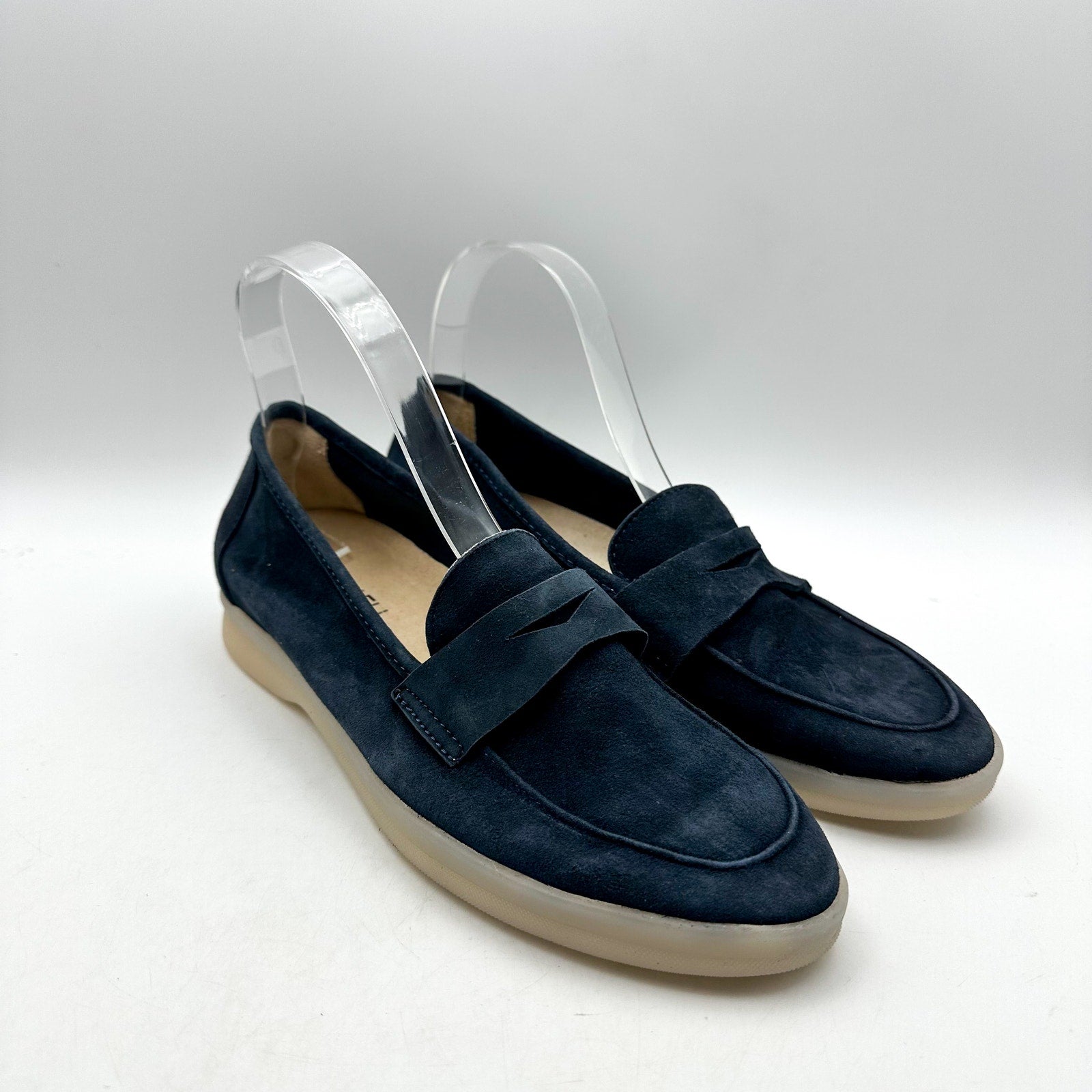 Vaneli Womens Undine Penny Loafers Size 7.5 Navy Blue Suede NWOB
