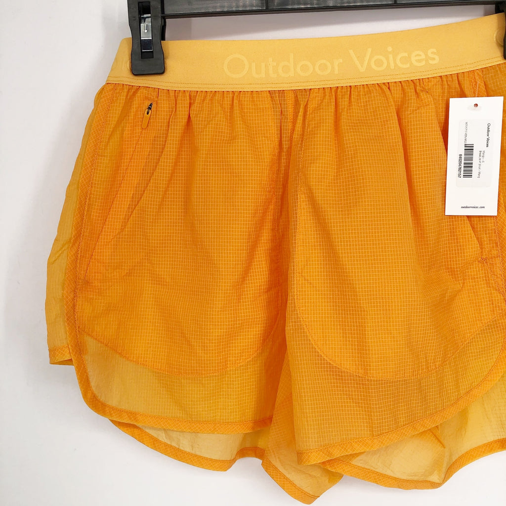 OUTDOOR VOICES Women's BreakLite 4" Shorts Medium Mango Yellow Lightweight NWT