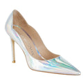 Stuart Weitzman Womens Iridescent Scallop Pumps US 6.5 Silver NWOB