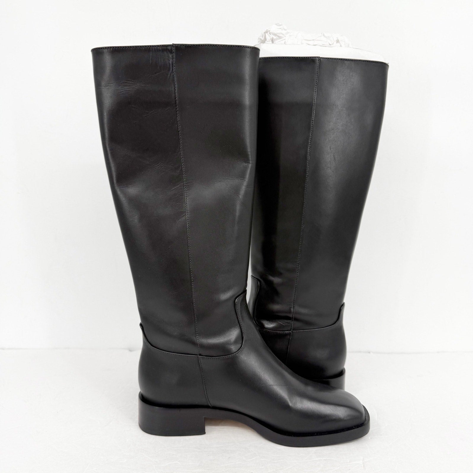 Larroudé Womens Anne Knee High Boots US 7.5 EU 38.5 Black Napa Leather NIB