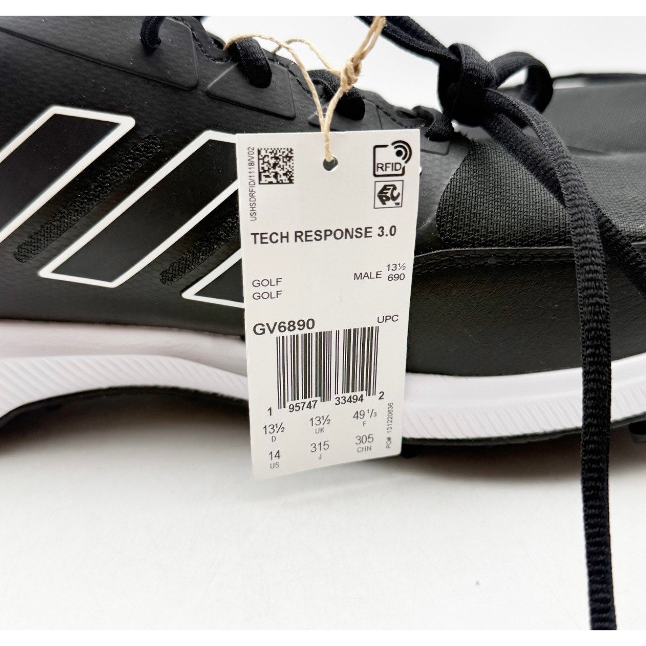 Adidas Mens Tech Response 3.0 Golf Shoes Size 14 Black GV6890 Athletic NWOB